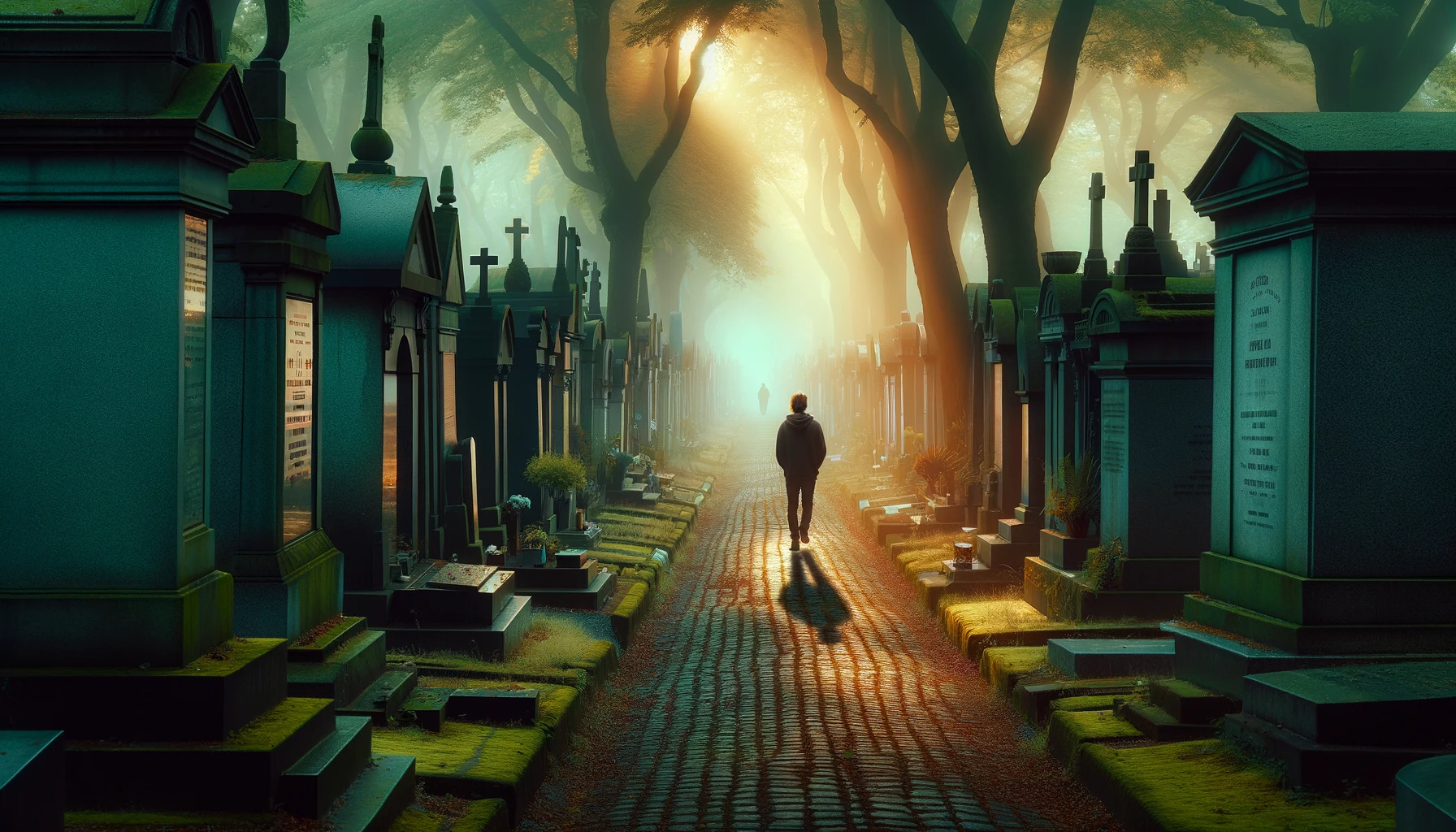 reflexión y calma en un cementerio
