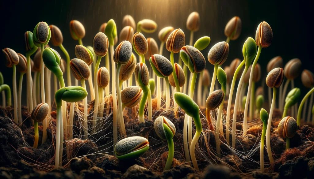 etapas de germinación de semillas de puerro en tierra fértil