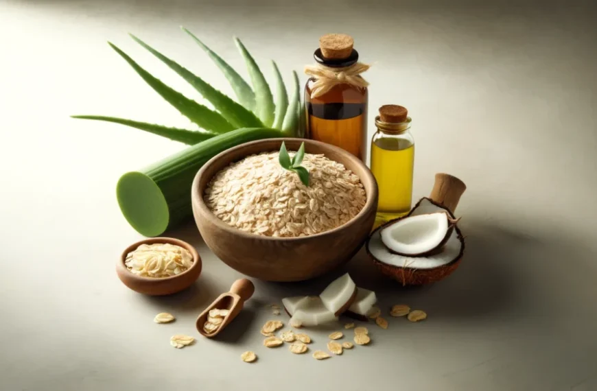 beneficios de la avena, aceite de coco y aloe vera para la cara