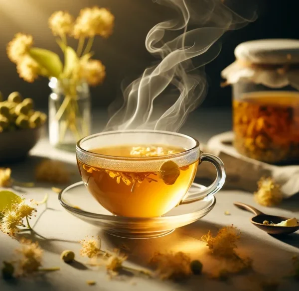 Té de calma: Relajación con una taza de tila dorada